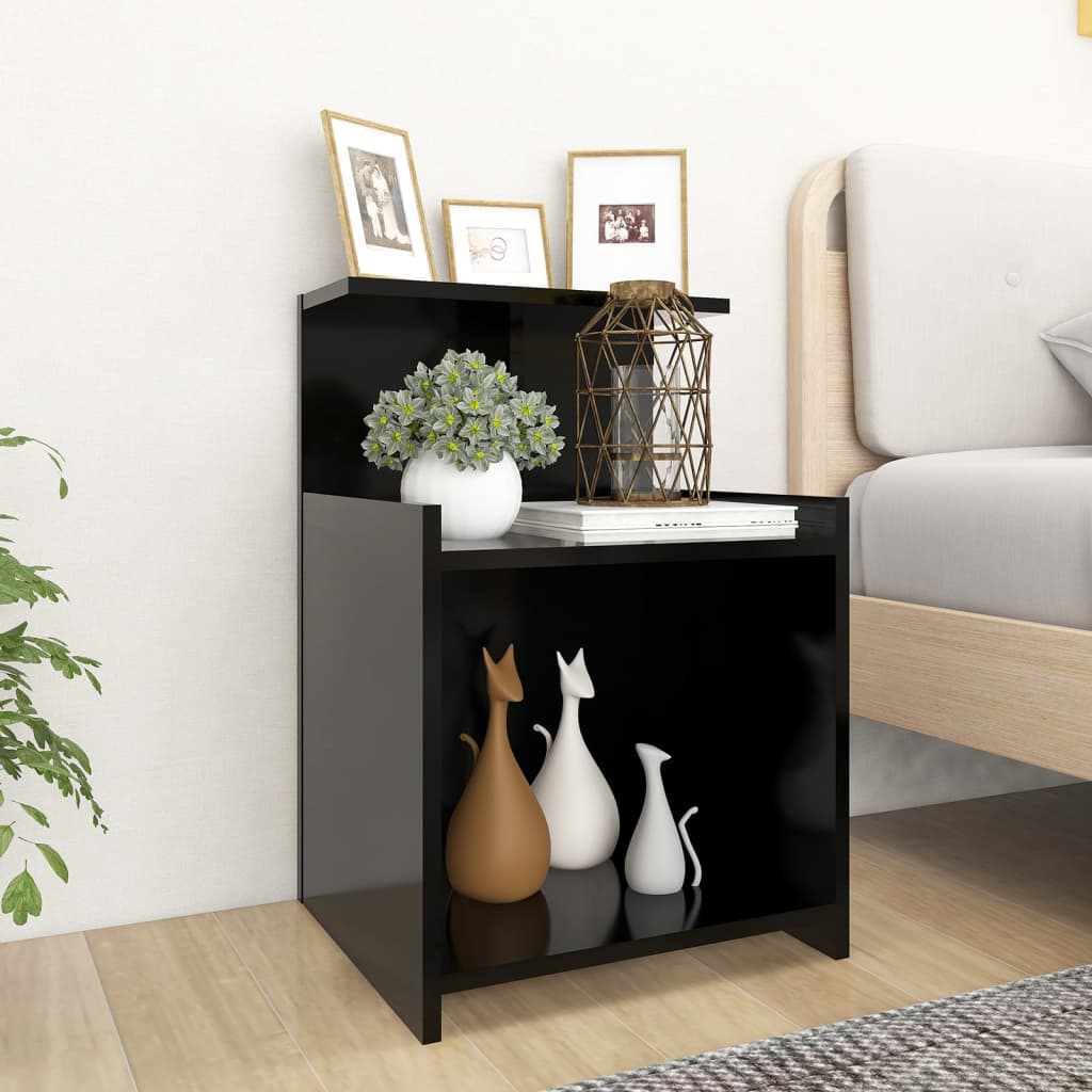 Noćni ormarići 2 kom crni 40 x 35 x 60 cm konstruirano drvo