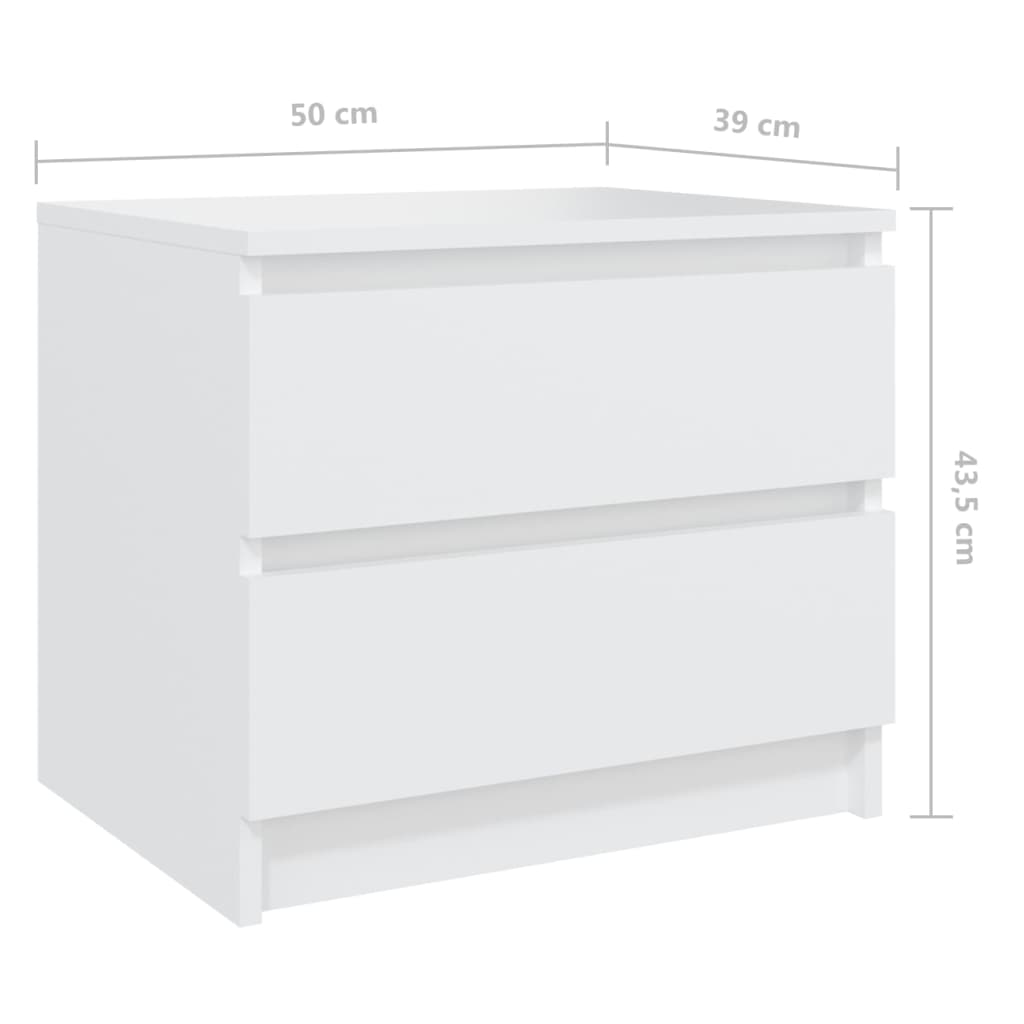 Noćni ormarići 2 kom bijeli 50 x 39 x 43,5 cm konstruirano drvo