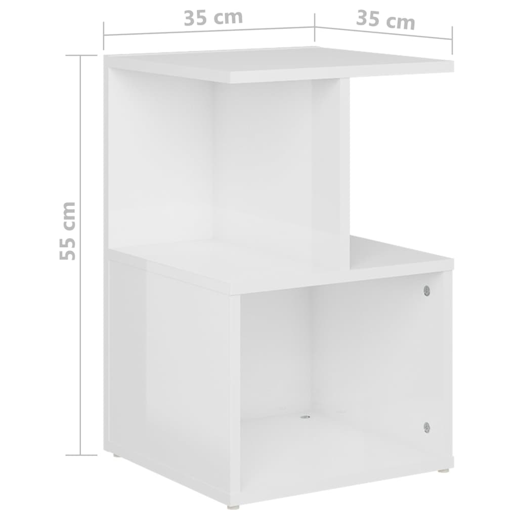 Noćni ormarići 2 kom sjajni bijeli 35x35x55cm konstruirano drvo