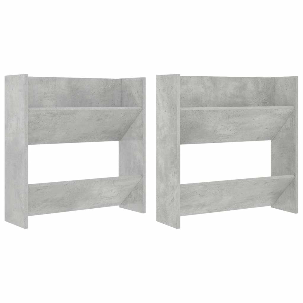 Zidni ormarići za cipele 2 kom boja betona 60x18x60 cm drveni