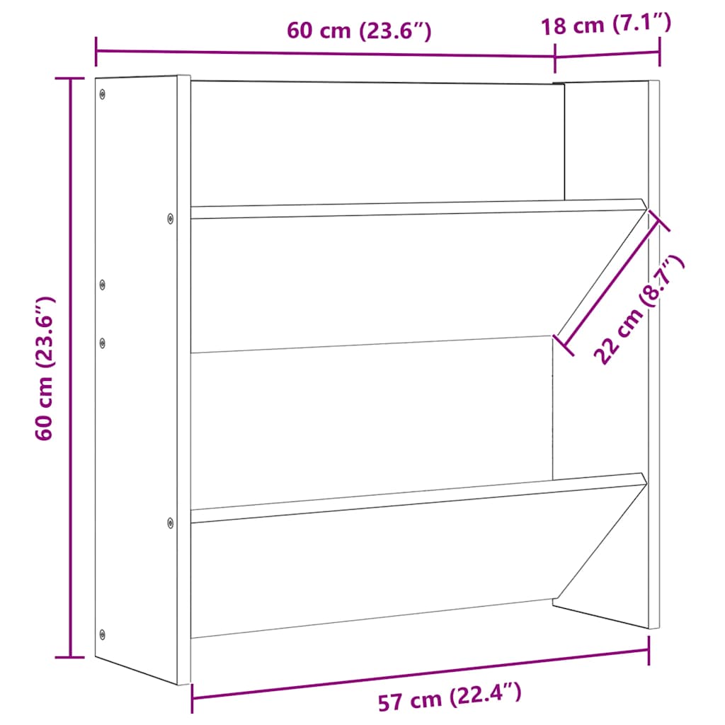 Zidni ormarići za cipele 4 kom sjajni crni 60x18x60 cm drveni
