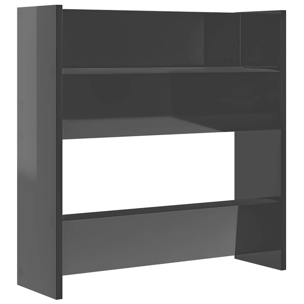 Zidni ormarić za cipele visoki sjaj sivi 60 x 18 x 60 cm drveni