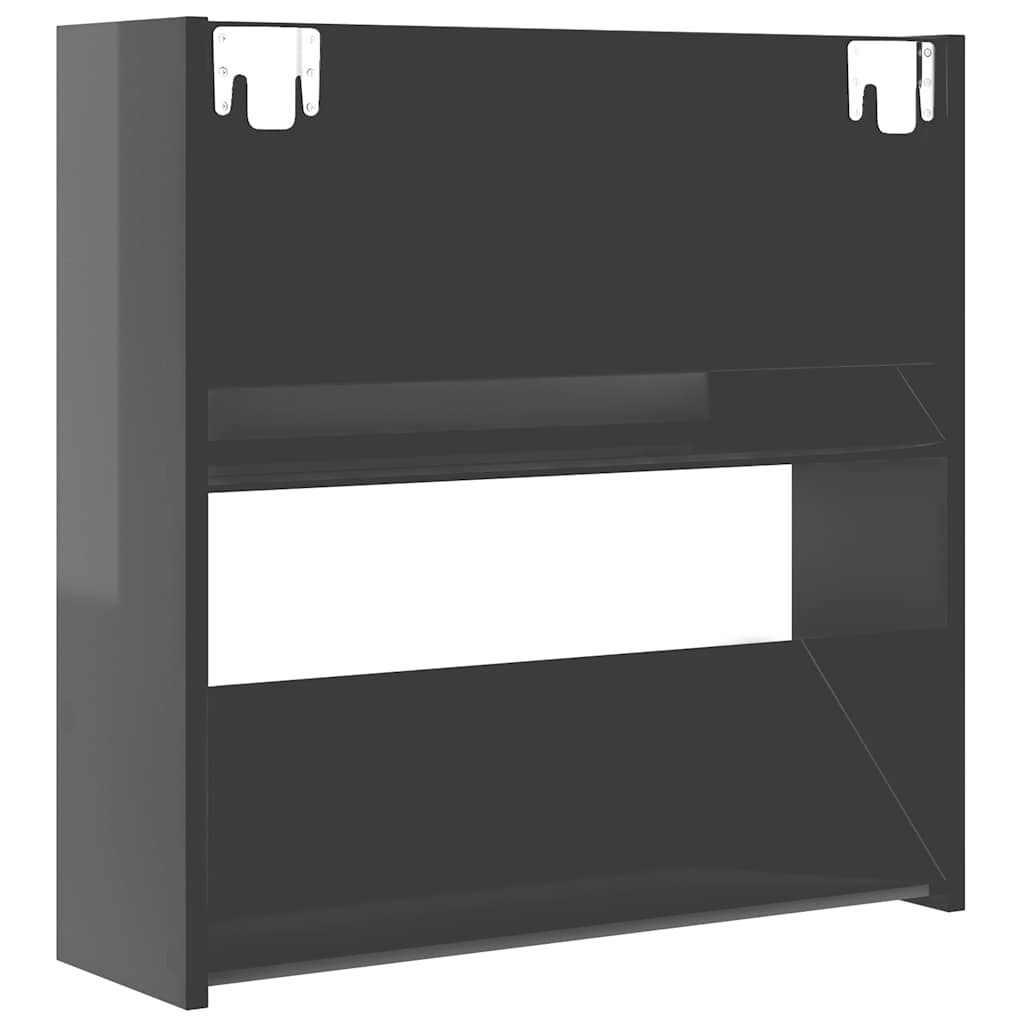Zidni ormarići za cipele 2 kom sjajni sivi 60x18x60 cm drveni