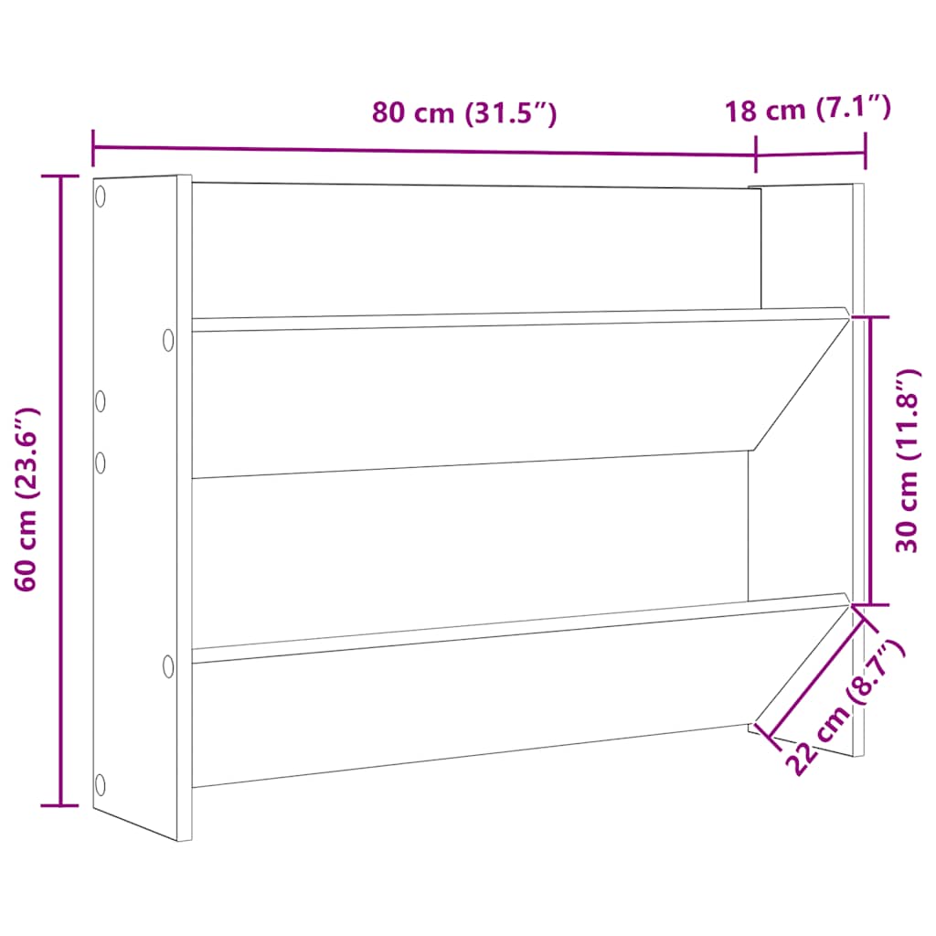 Zidni ormarići za cipele 2 kom boja hrasta 80x18x60 cm drveni