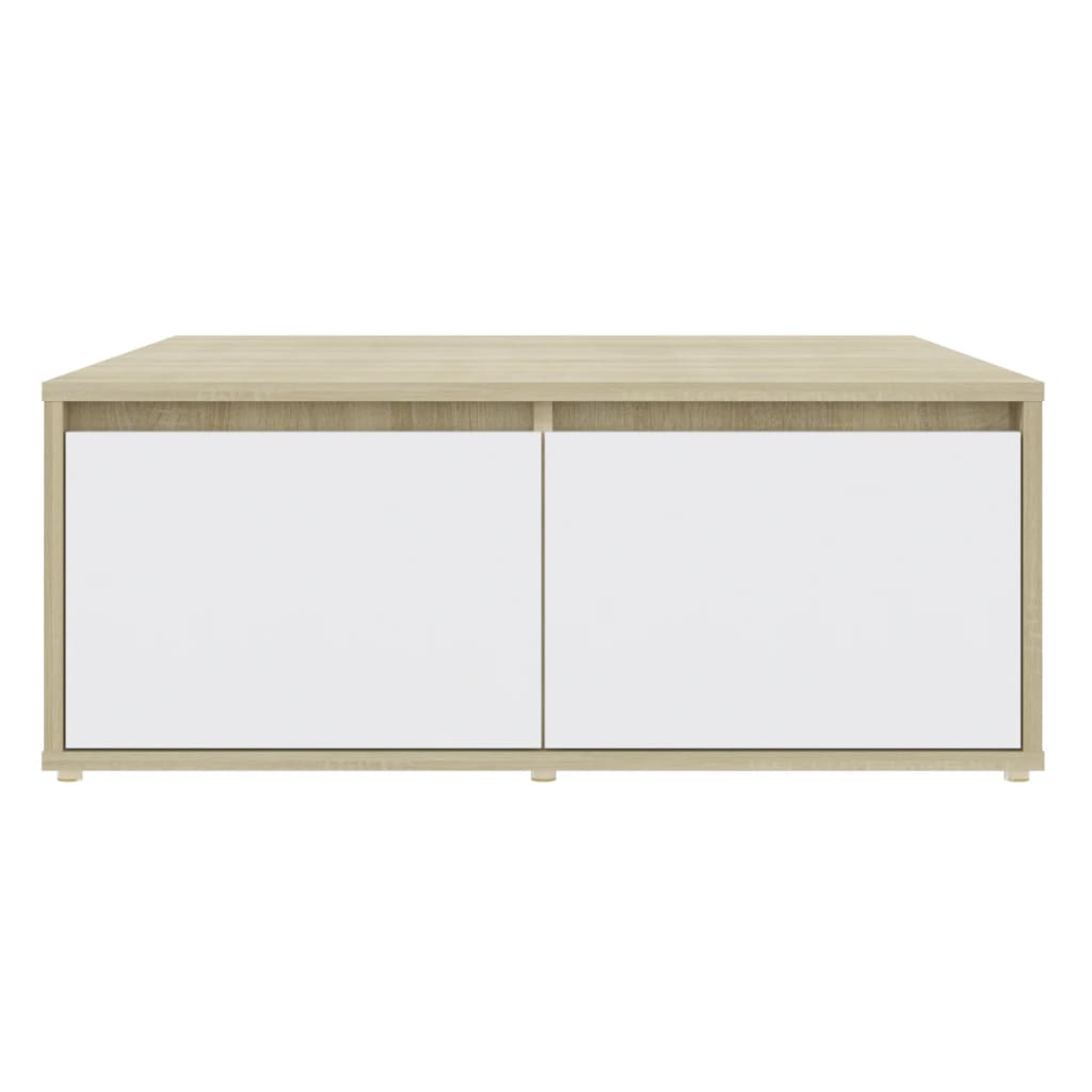 Stolić za kavu bijeli i hrast 80 x 80 x 31 cm konstruirano drvo