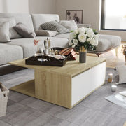 Stolić za kavu bijeli i hrast 80 x 80 x 31 cm konstruirano drvo