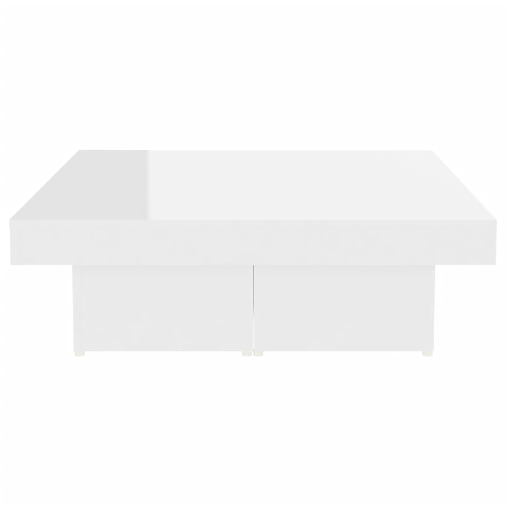 Stolić za kavu visoki sjaj bijeli 90x90x28 cm konstruirano drvo