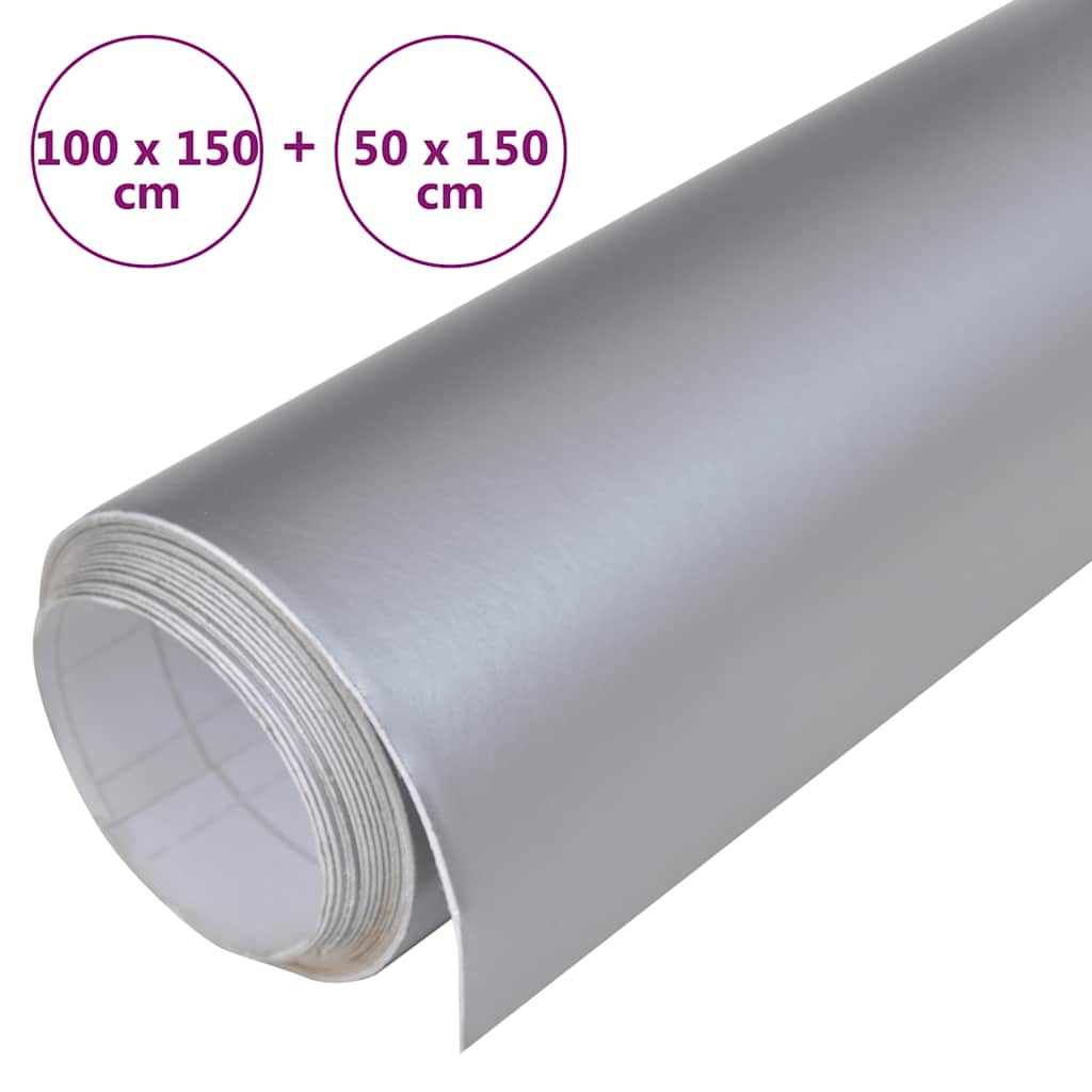 Folije za automobil 2 kom mat srebrne 100 x 150 cm+50 x 150 cm