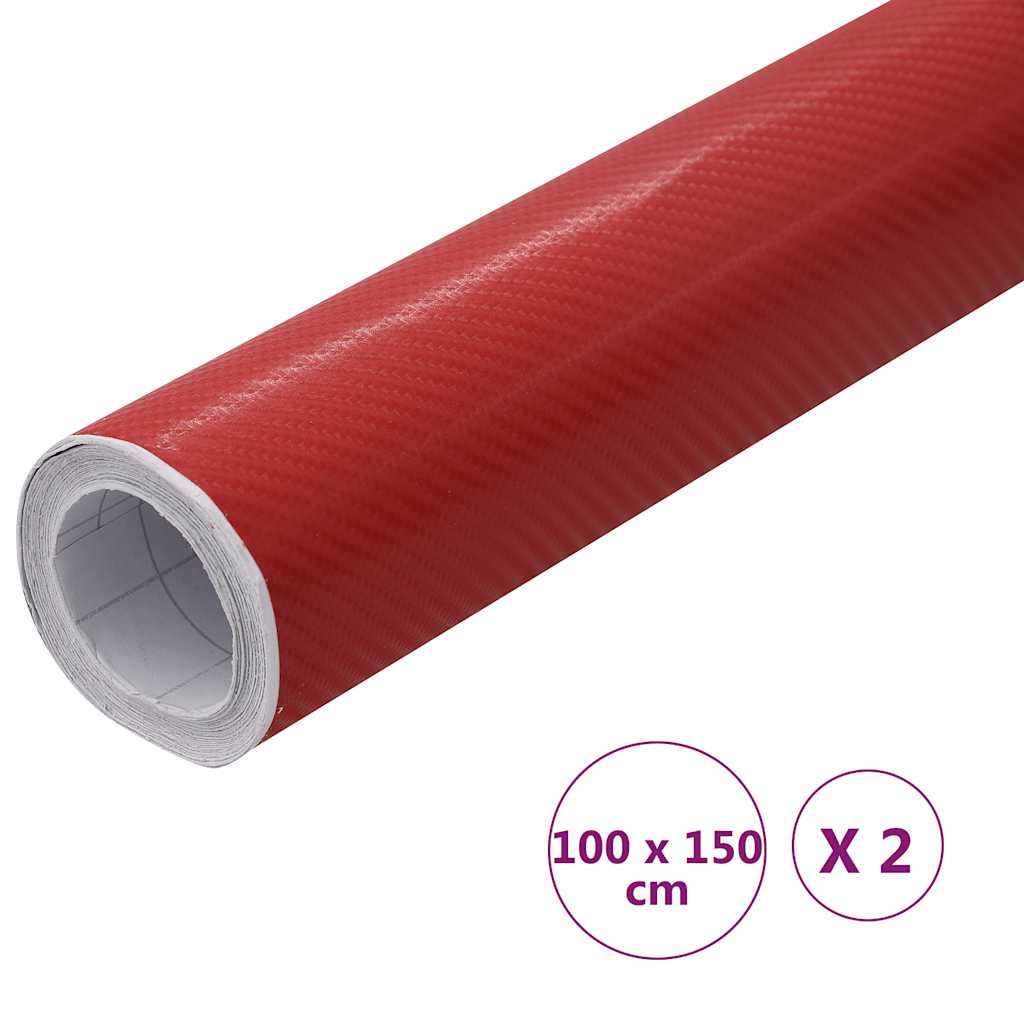 Folije za automobil 2 kom 4D crvene 100 x 150 cm