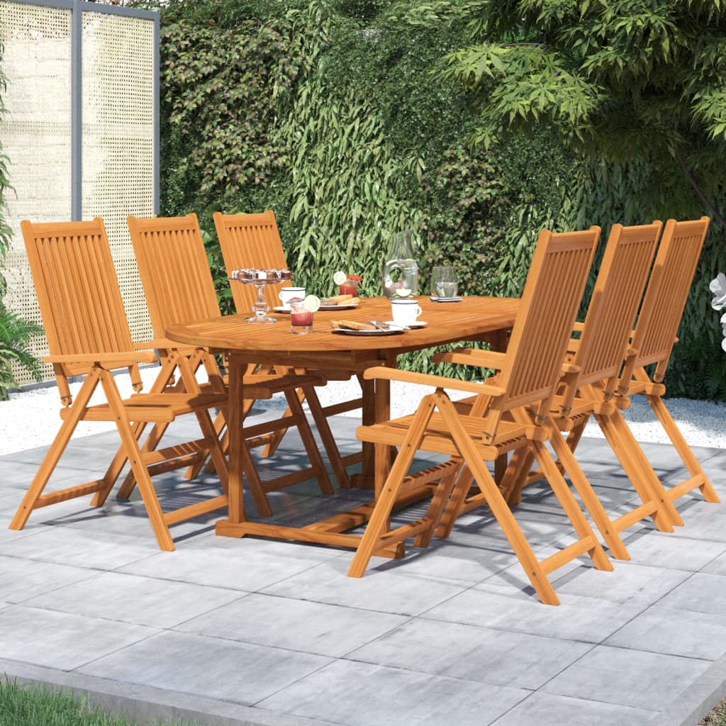 7-dijelni vrtni blagovaonski set od masivnog bagremovog drva 120-170 cm
