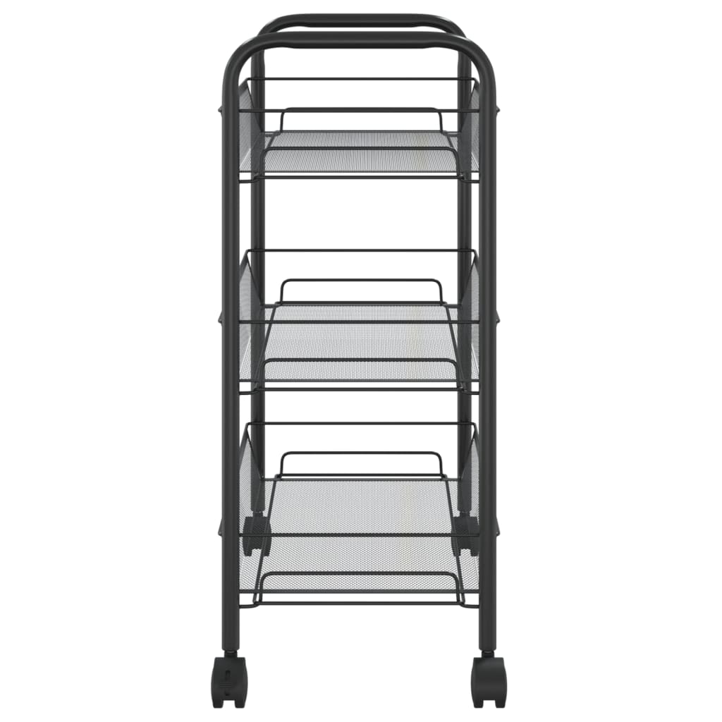 Kuhinjska kolica s 3 razine crna 46 x 26 x 64 cm željezna