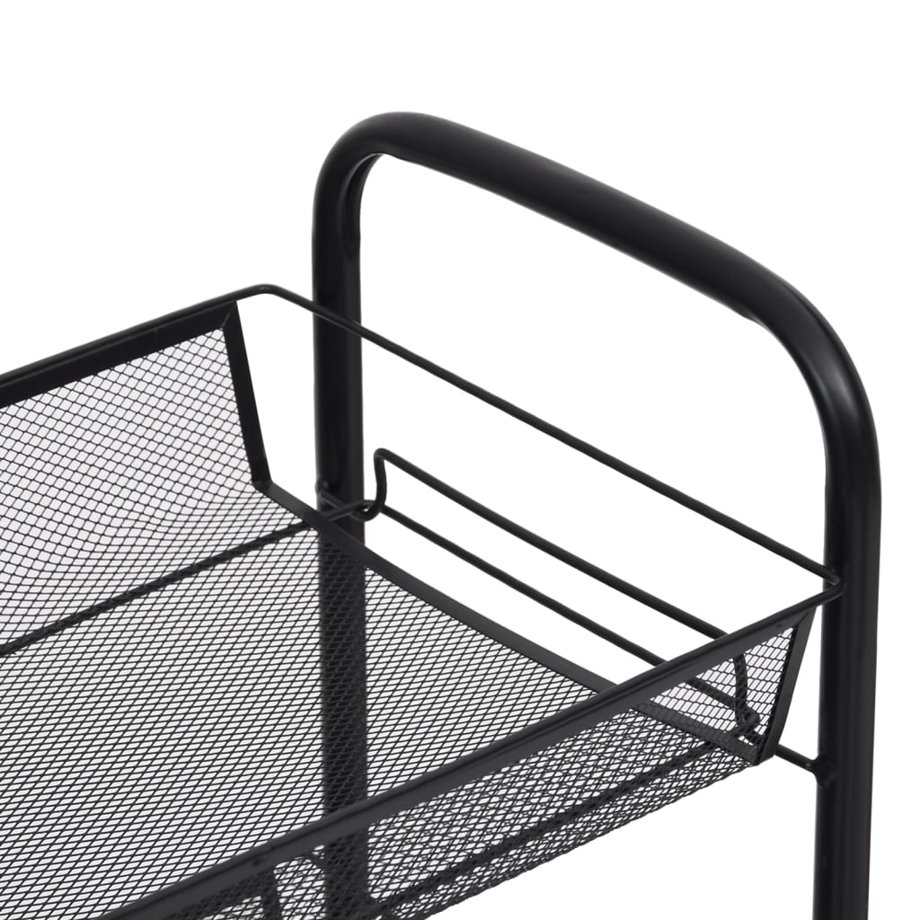 Kuhinjska kolica s 4 razine crna 46 x 26 x 85 cm željezna