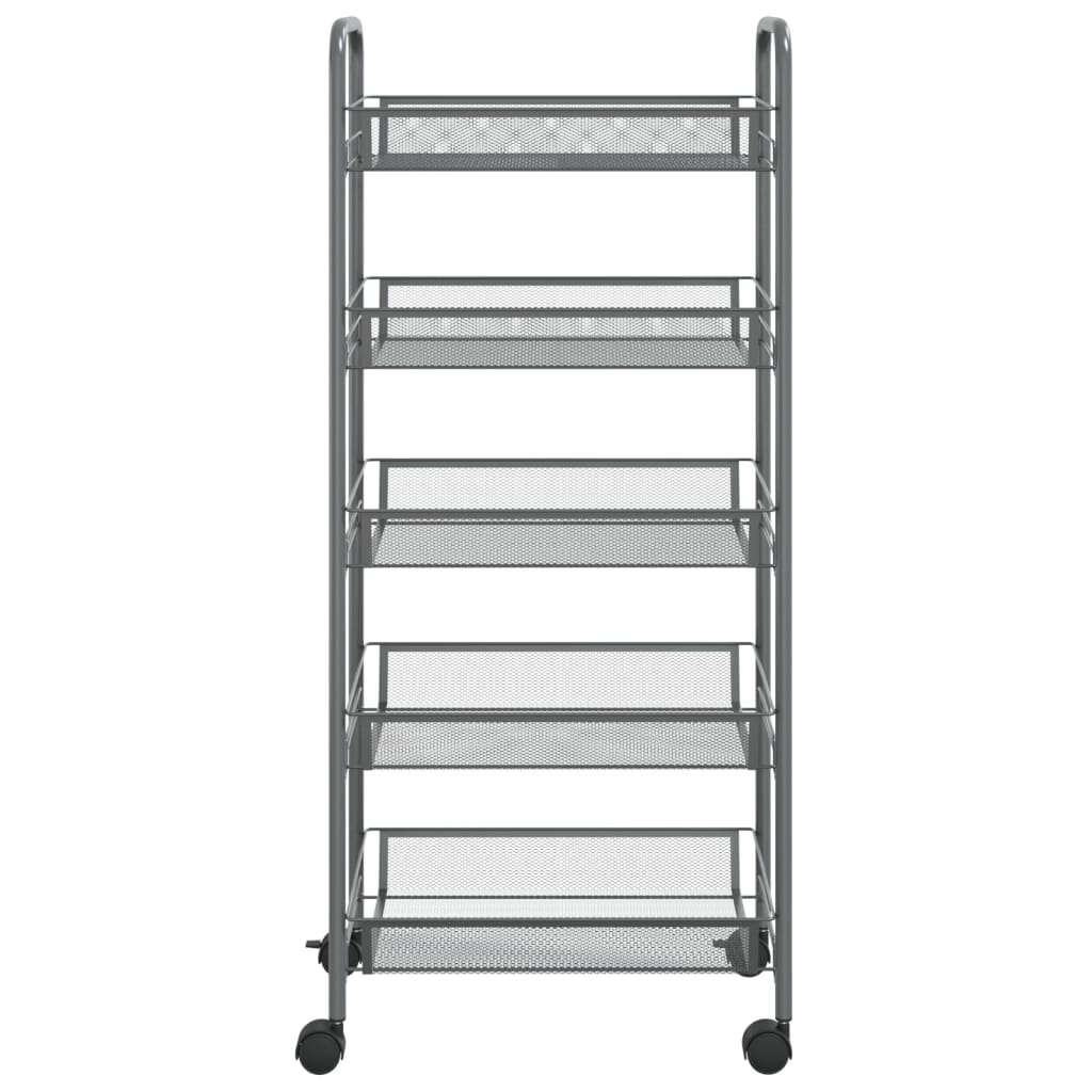 Kuhinjska kolica s 5 razina siva 46 x 26 x 105 cm željezna