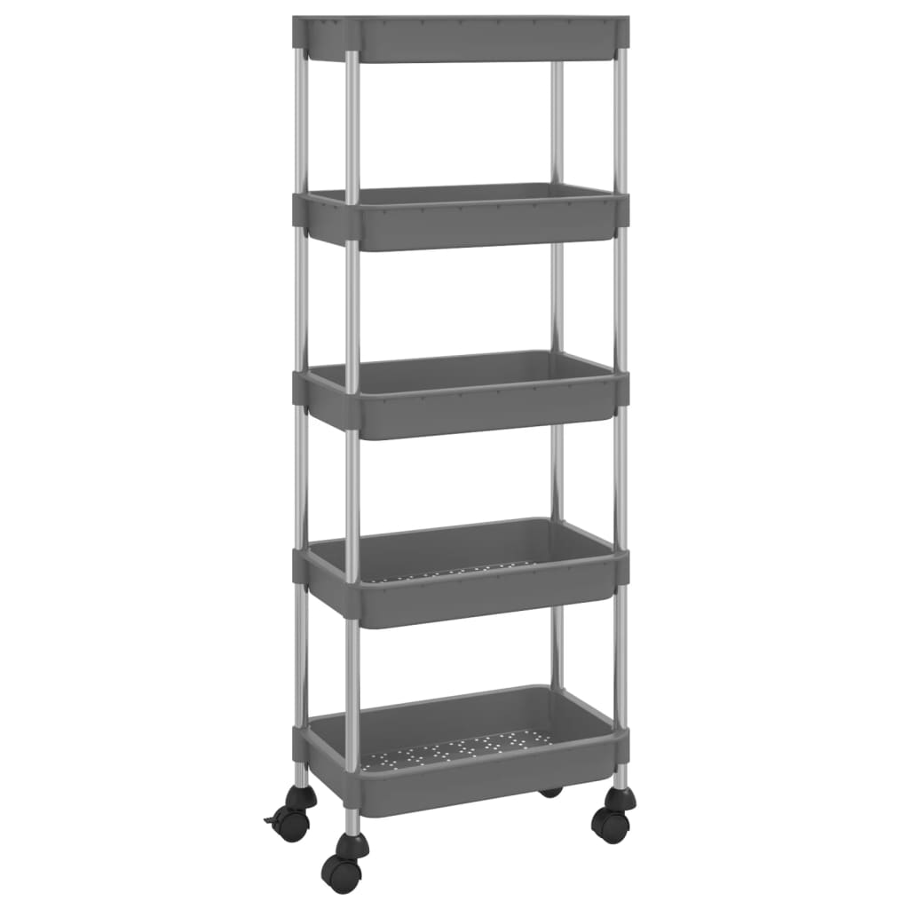 Kuhinjska kolica s 5 razine crna 42x29x128 cm željezo i ABS