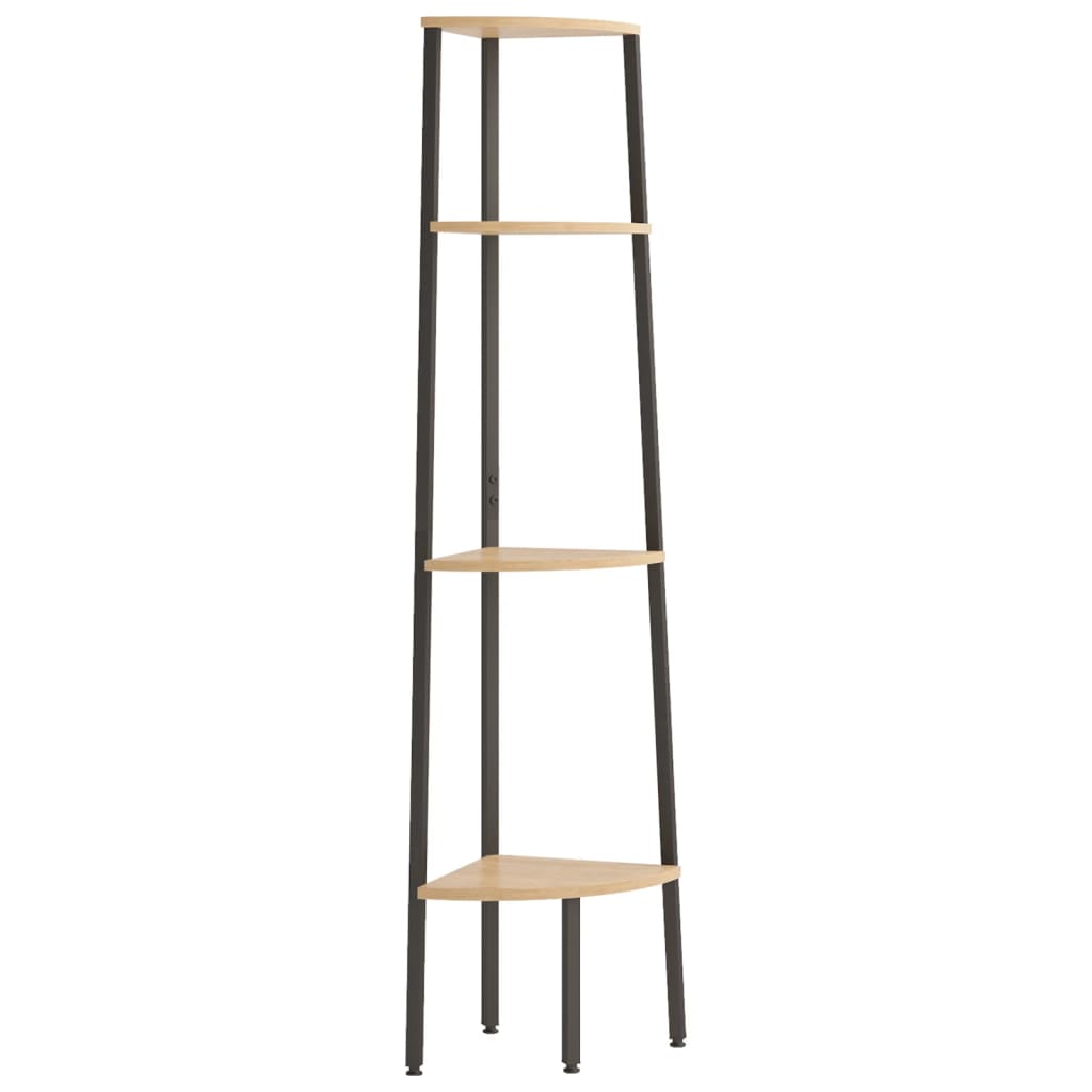 Kutna polica s 4 razine svijetlosmeđa i crna 45,5x31,5x150 cm