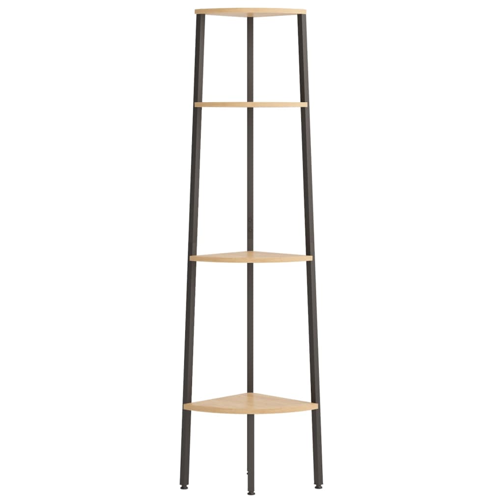 Kutna polica s 4 razine svijetlosmeđa i crna 45,5x31,5x150 cm