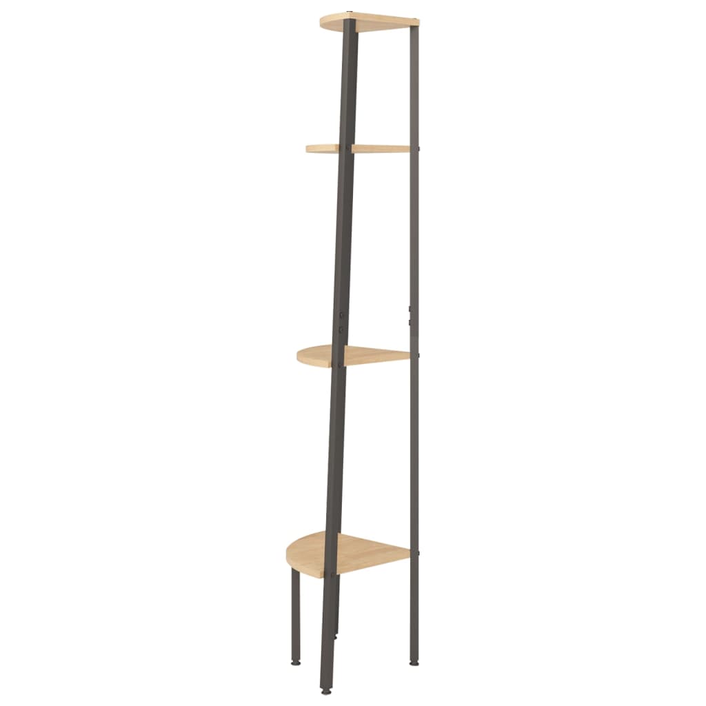 Kutna polica s 4 razine svijetlosmeđa i crna 45,5x31,5x150 cm