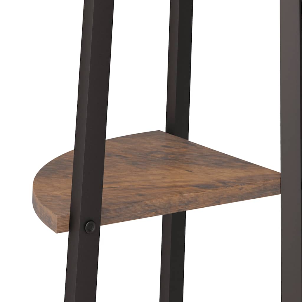 Kutna polica s 4 razine tamnosmeđa i crna 45,5x31,5x150 cm