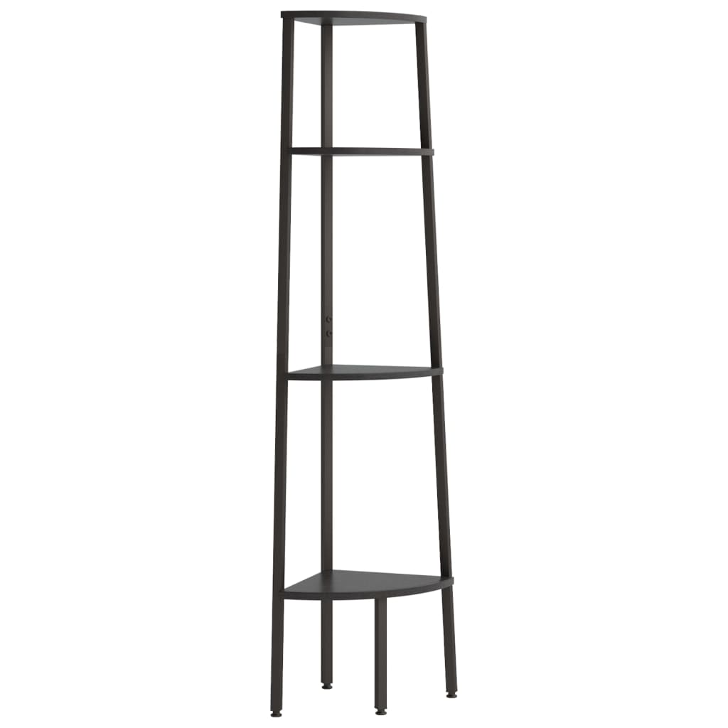 Kutna polica s 4 razine crna 45,5 x 31,5 x 150 cm