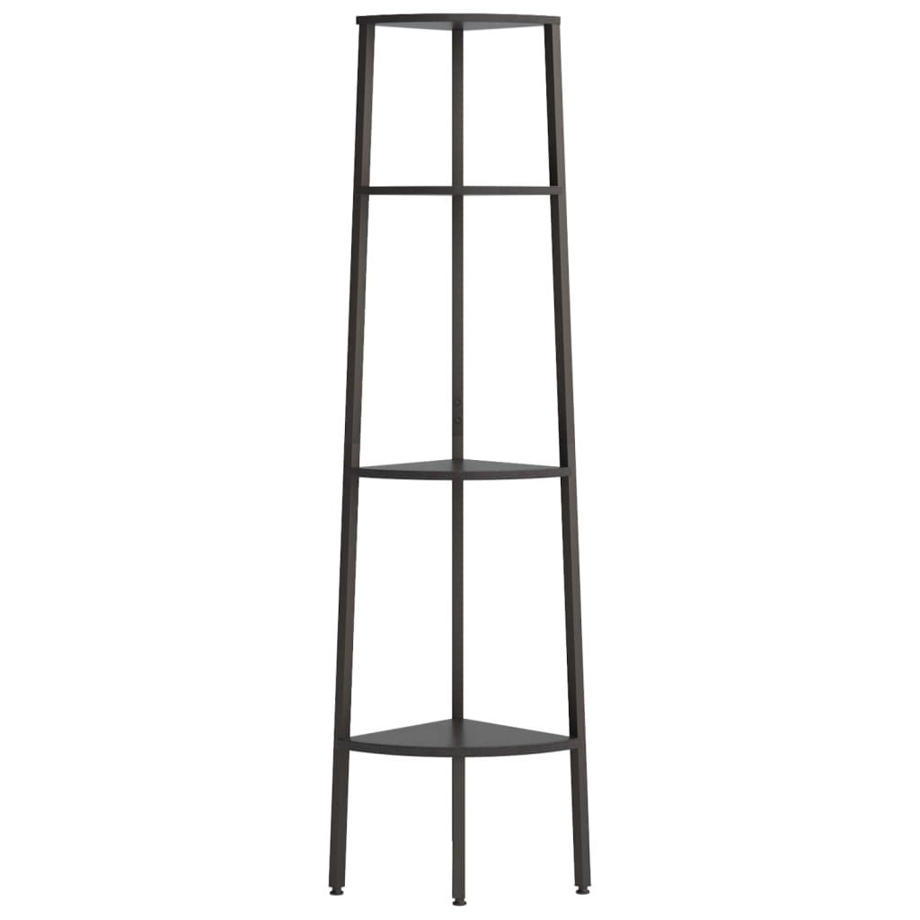 Kutna polica s 4 razine crna 45,5 x 31,5 x 150 cm