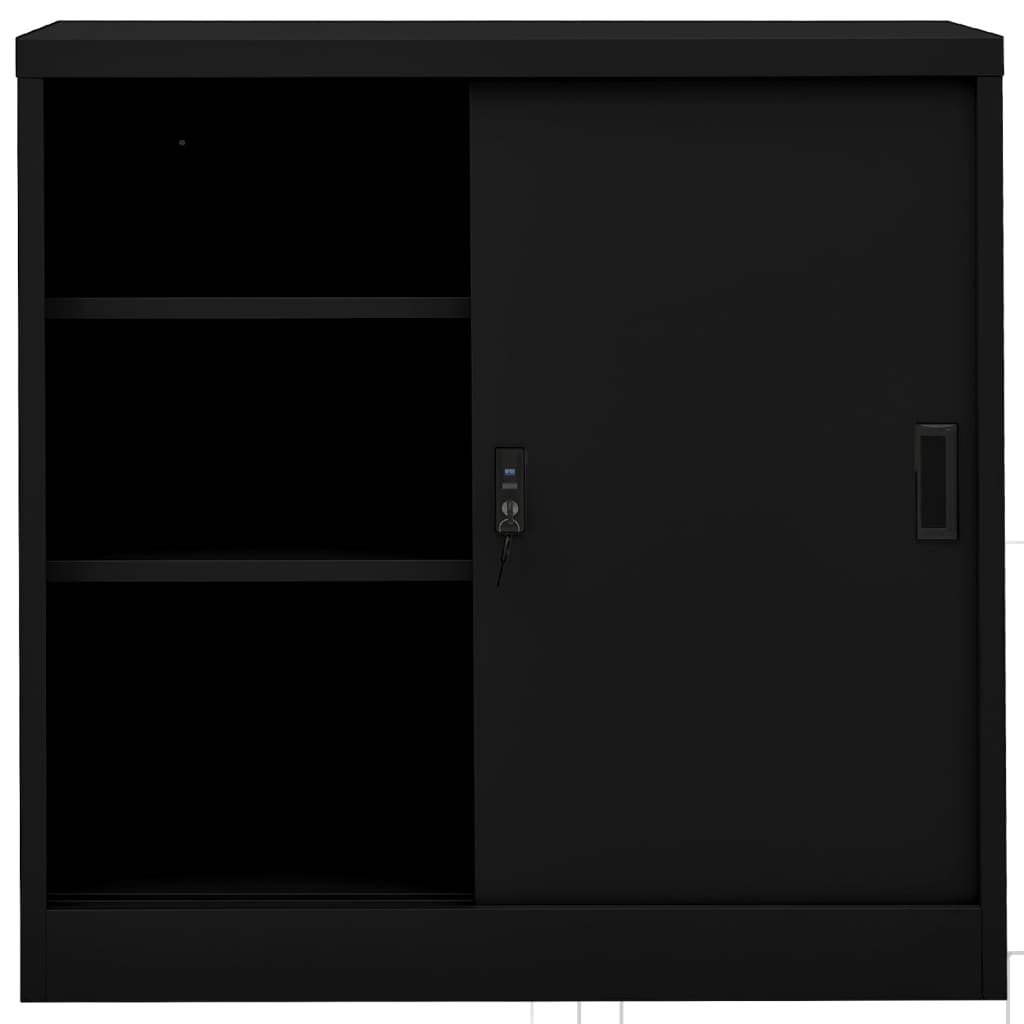 Uredski ormarić s kliznim vratima crni 90 x 40 x 90 cm čelični