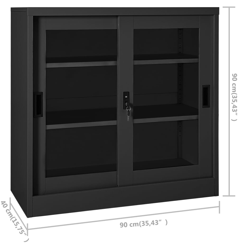 Ormarić s kliznim vratima antracit 90 x 40 x 90 cm čelični
