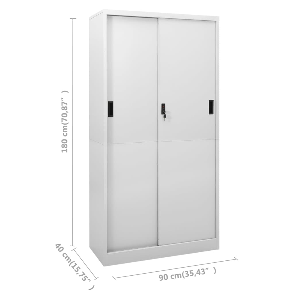 Uredski ormarić s kliznim vratima svjetlosivi 90x40x180cm čelik