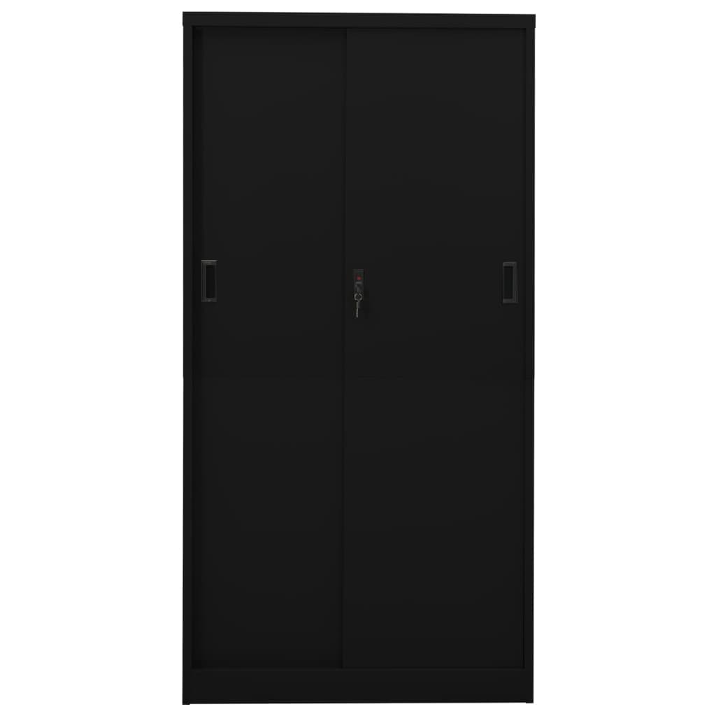 Uredski ormarić s kliznim vratima crni 90 x 40 x 180 cm čelični