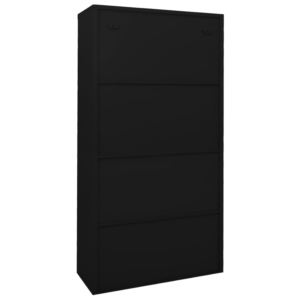 Uredski ormarić s kliznim vratima crni 90 x 40 x 180 cm čelični