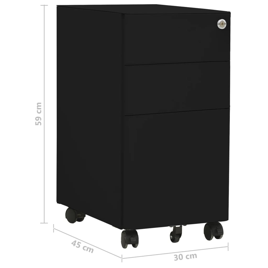 Mobilni ormarić za spise crni 30 x 45 x 59 cm čelični