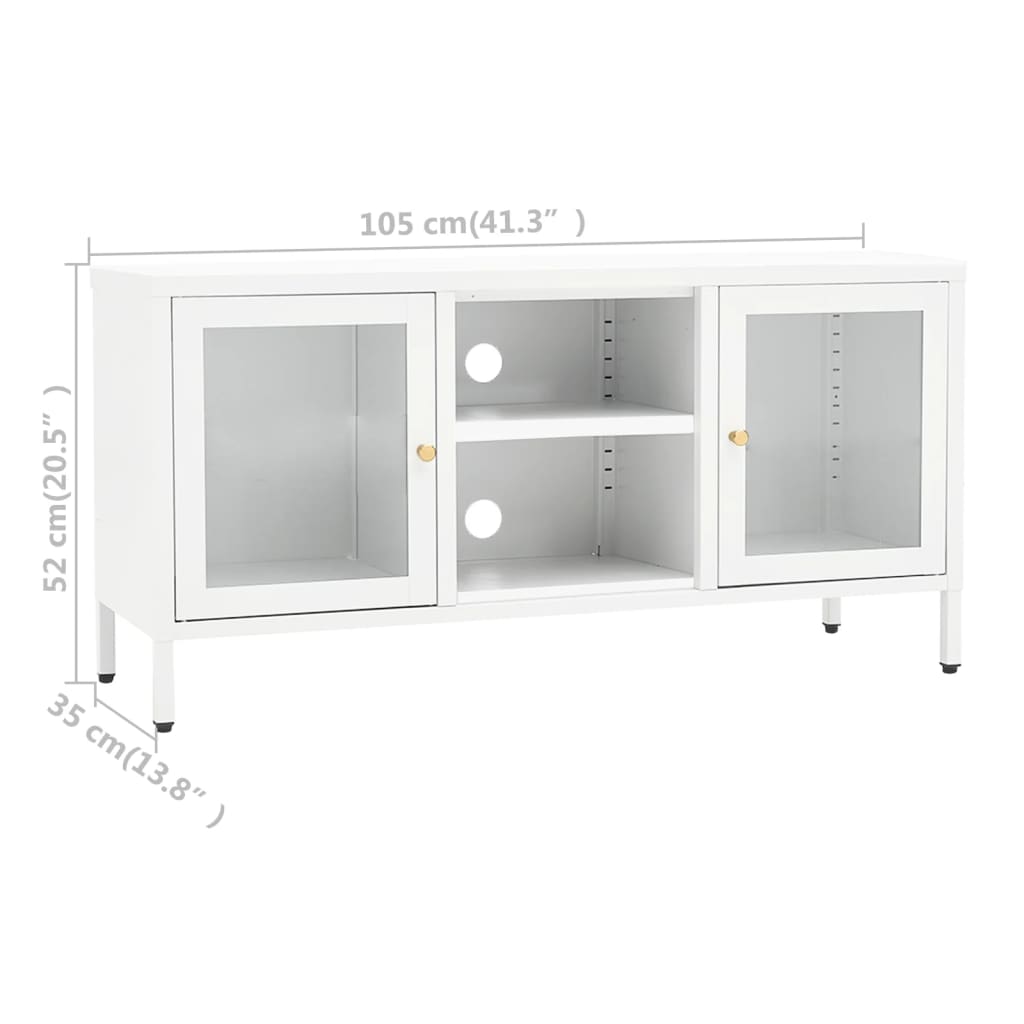 TV ormarić bijeli 105 x 35 x 52 cm od čelika i stakla