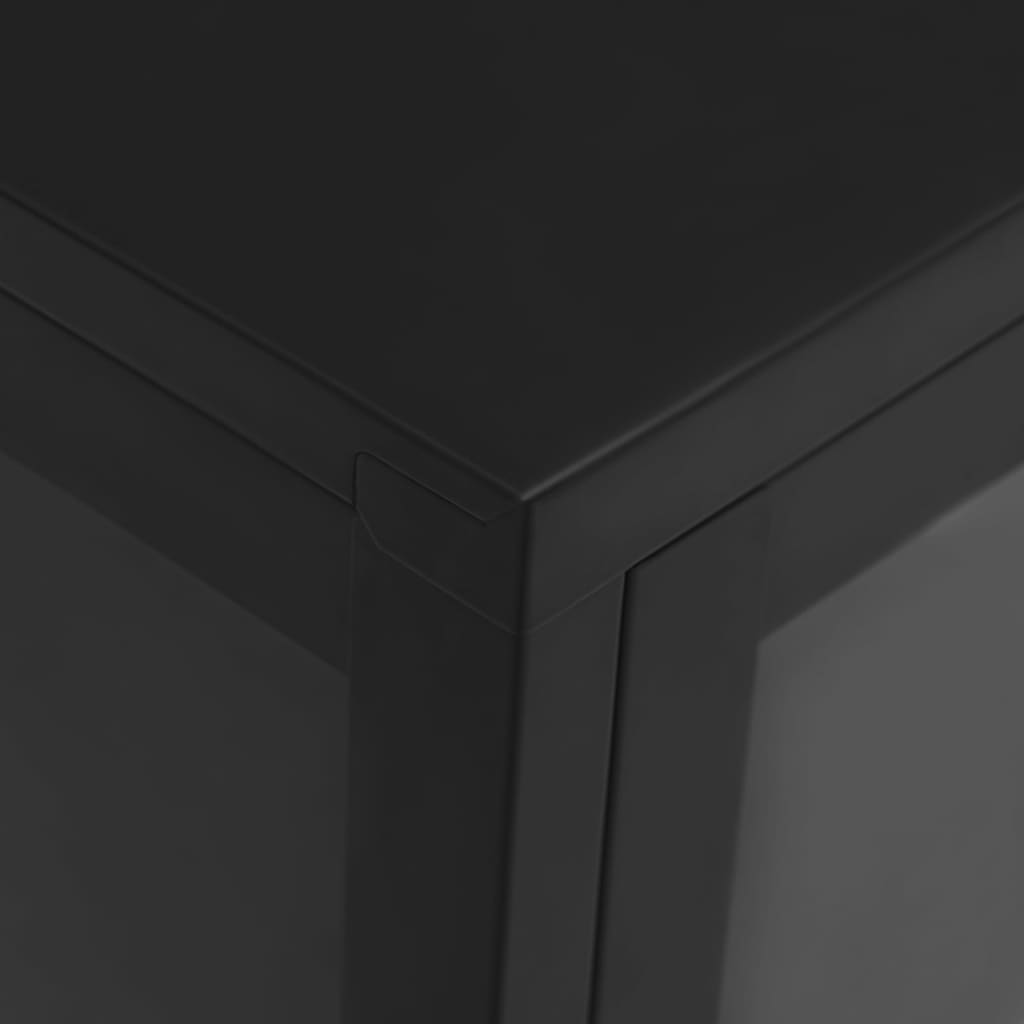 Komoda crna 70 x 35 x 70 cm od čelika i stakla