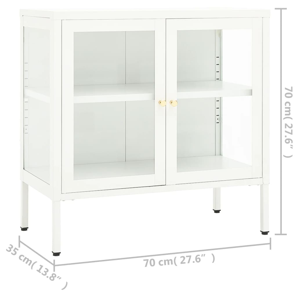 Komoda bijela 70 x 35 x 70 cm od čelika i stakla
