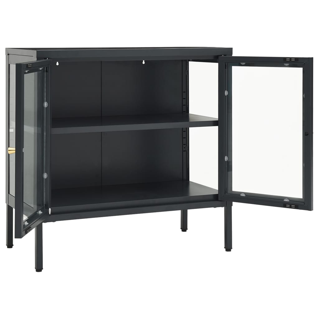 Komoda antracit 70 x 35 x 70 cm od čelika i stakla