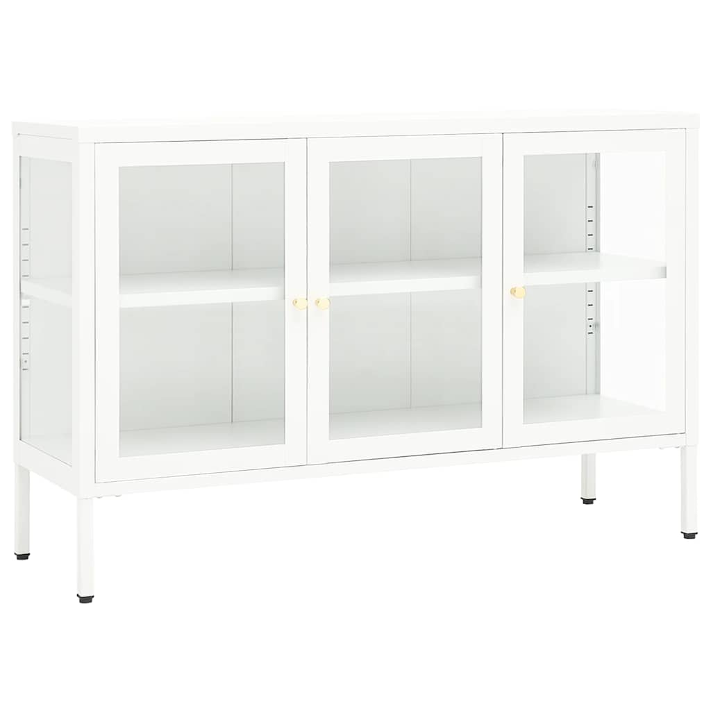 Komoda bijela 105 x 35 x 70 cm od čelika i stakla