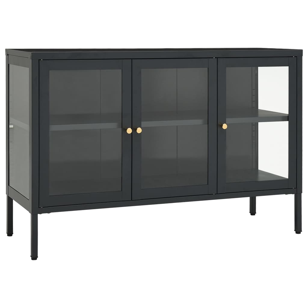 Komoda antracit 105 x 35 x 70 cm od čelika i stakla