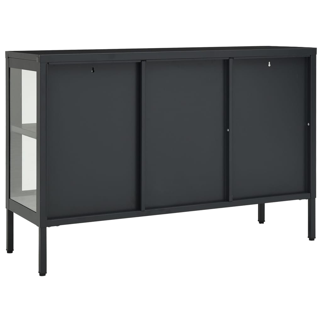 Komoda antracit 105 x 35 x 70 cm od čelika i stakla