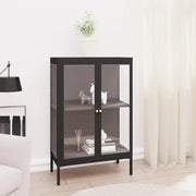 Komoda crna 75 x 35 x 105 cm od čelika i stakla