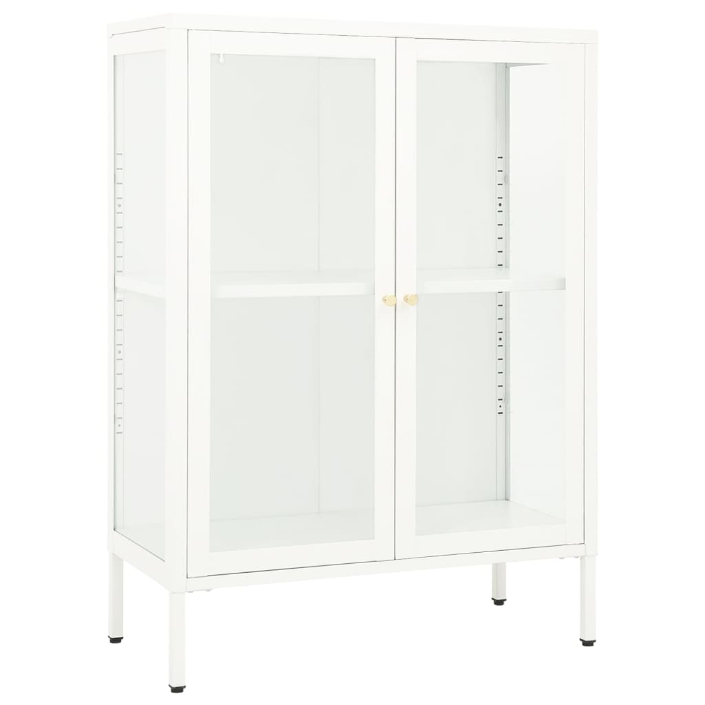 Komoda bijela 75 x 35 x 105 cm od čelika i stakla