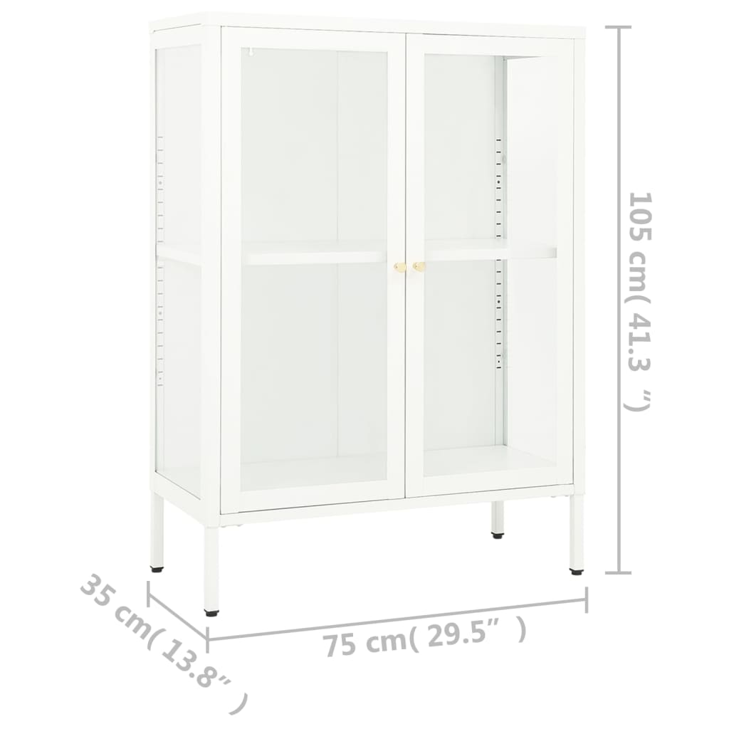 Komoda bijela 75 x 35 x 105 cm od čelika i stakla