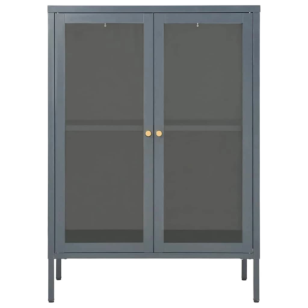 Komoda antracit 75 x 35 x 105 cm od čelika i stakla