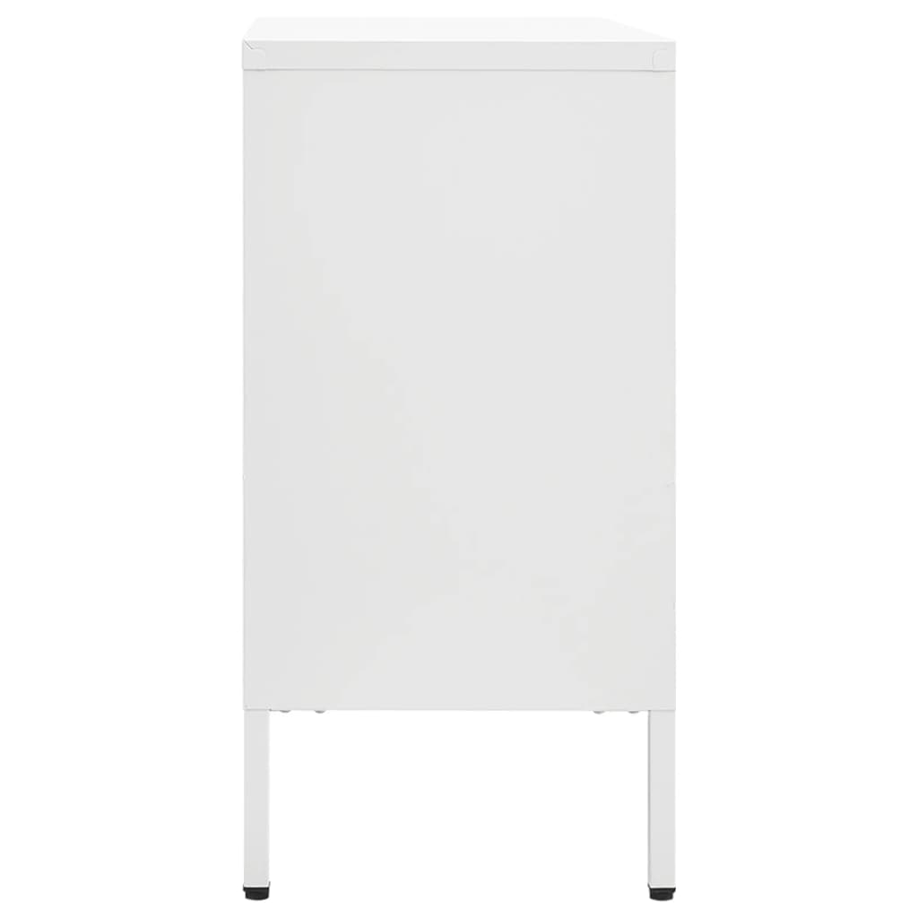 Komoda bijela 105 x 35 x 70 cm od čelika i kaljenog stakla