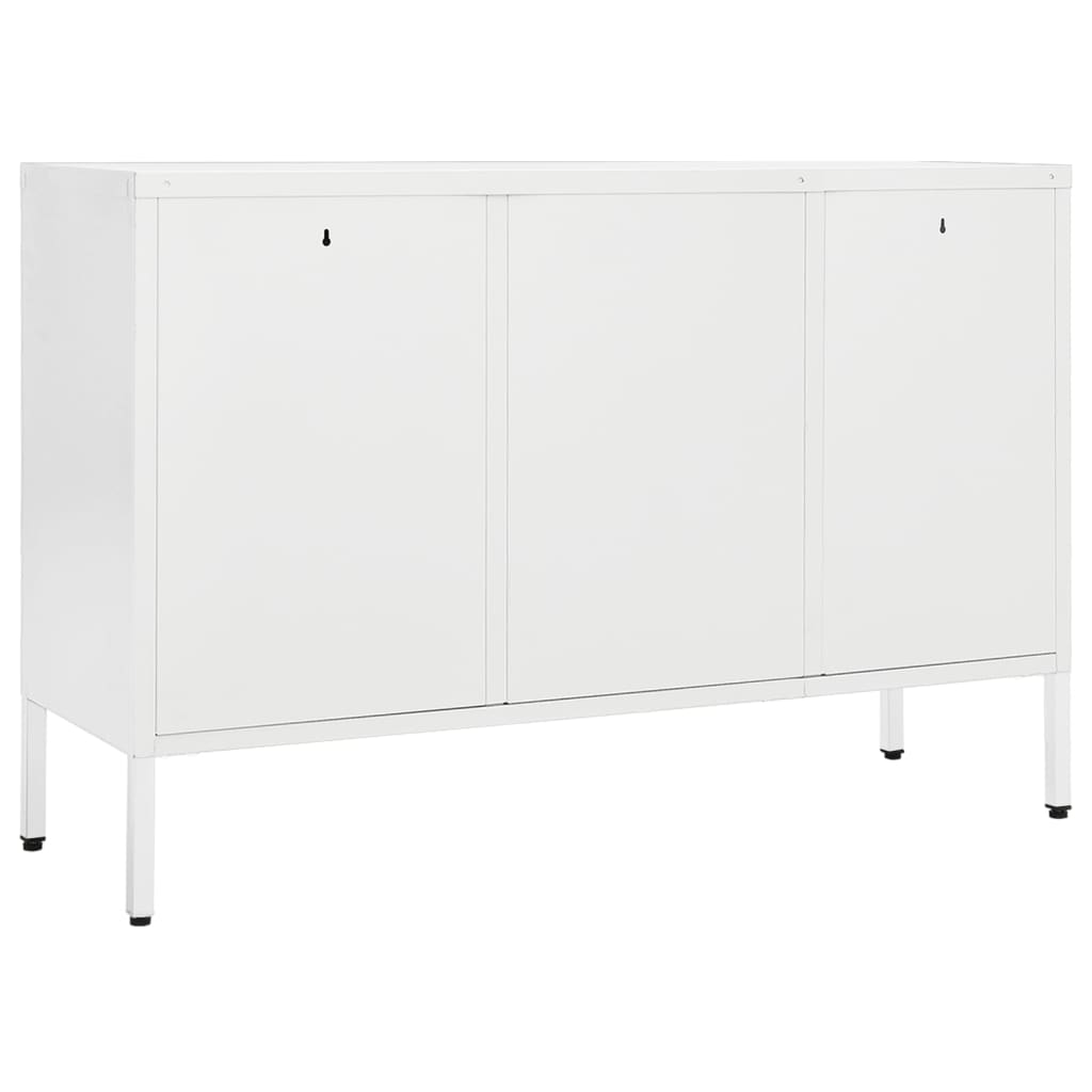 Komoda bijela 105 x 35 x 70 cm od čelika i kaljenog stakla