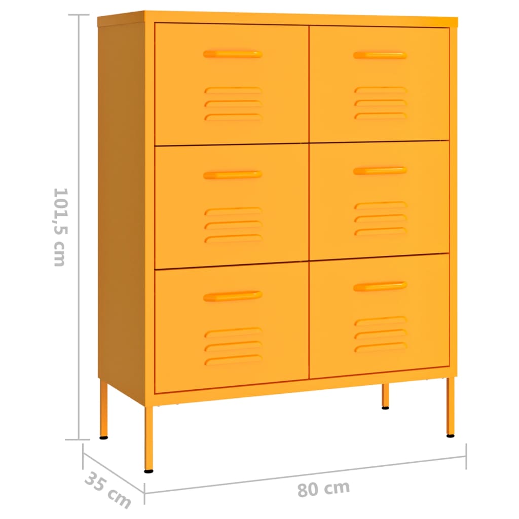 Ormarić s ladicama boja senfa 80 x 35 x 101,5 cm čelični