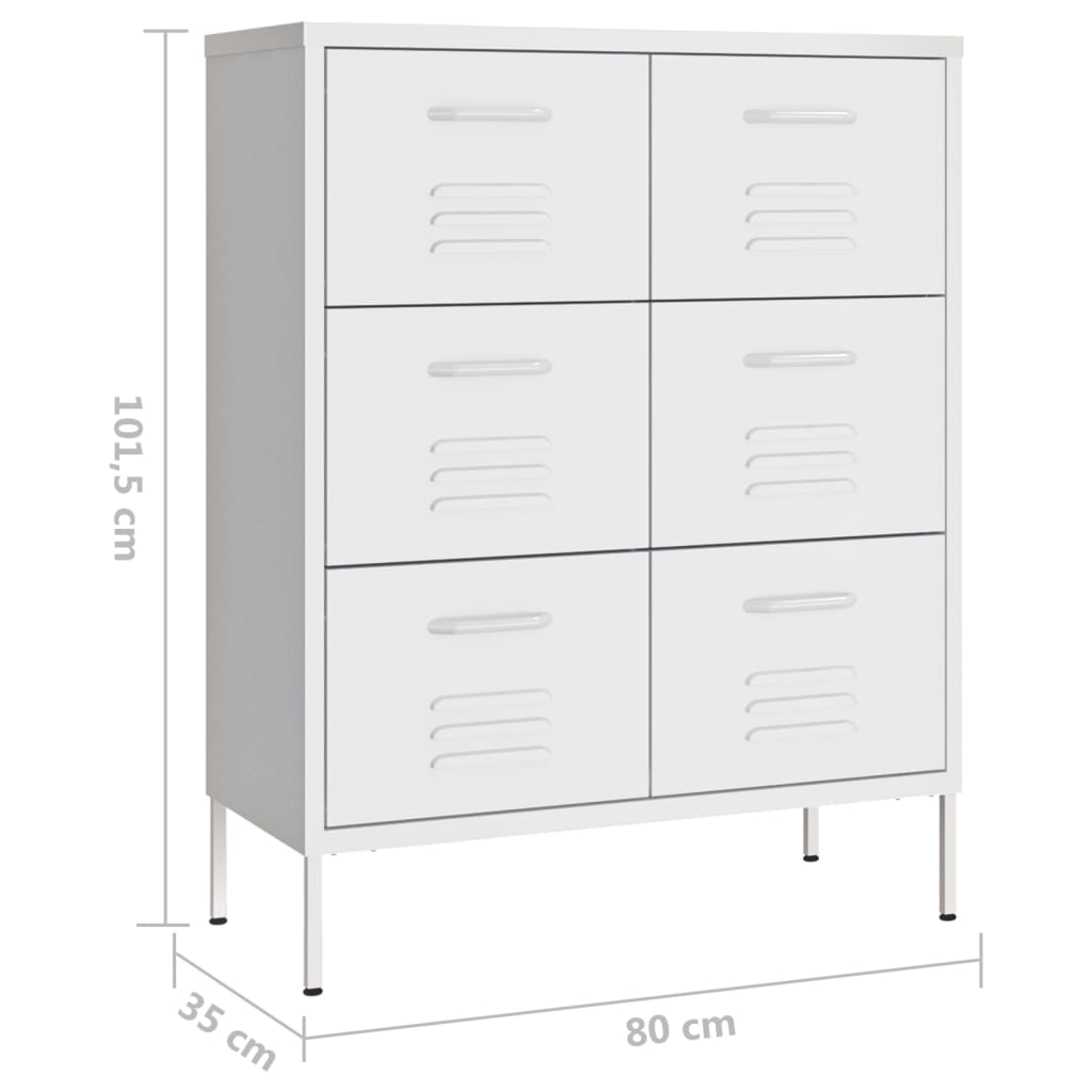 Ladičar bijeli 80 x 35 x 101,5 cm čelični
