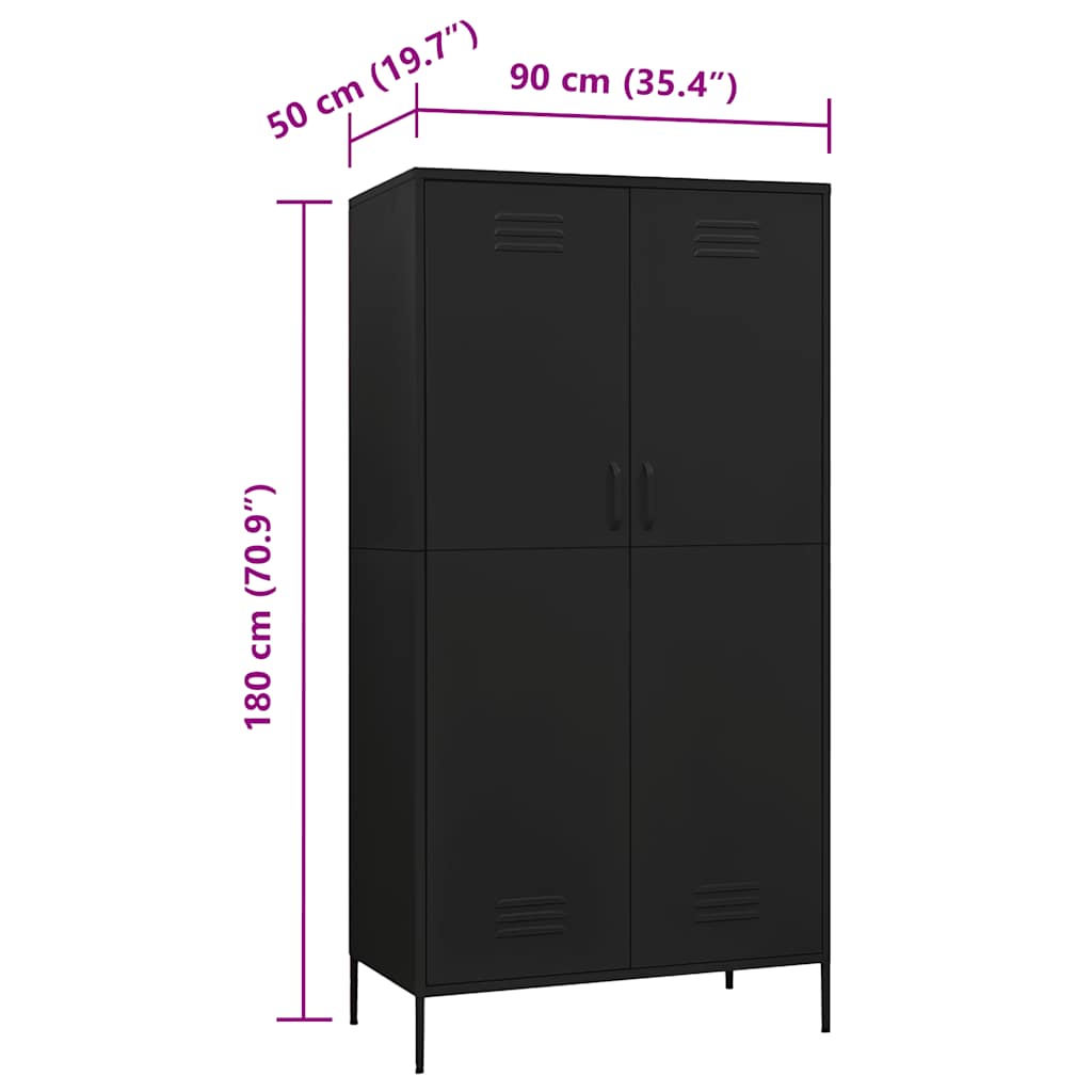 Ormar crni 90 x 50 x 180 cm čelični