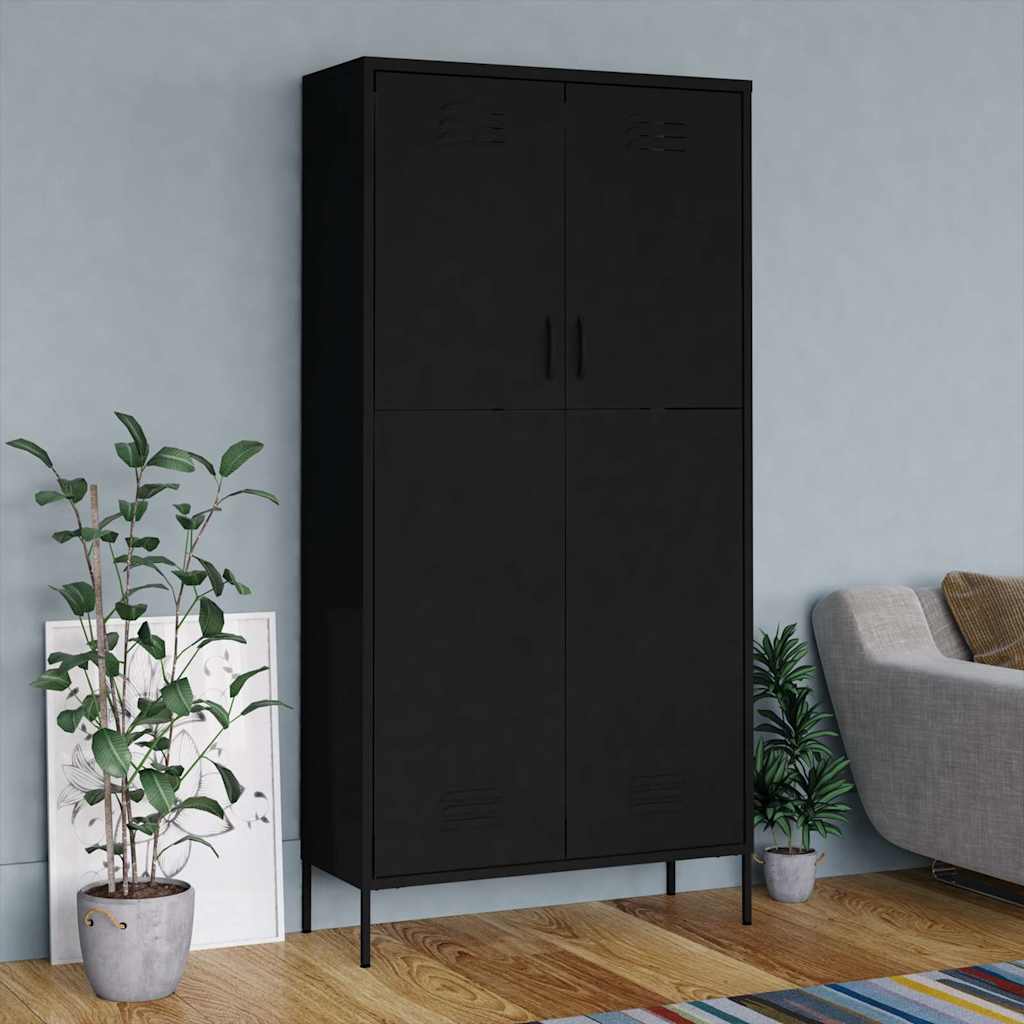Ormar crni 90 x 50 x 180 cm čelični