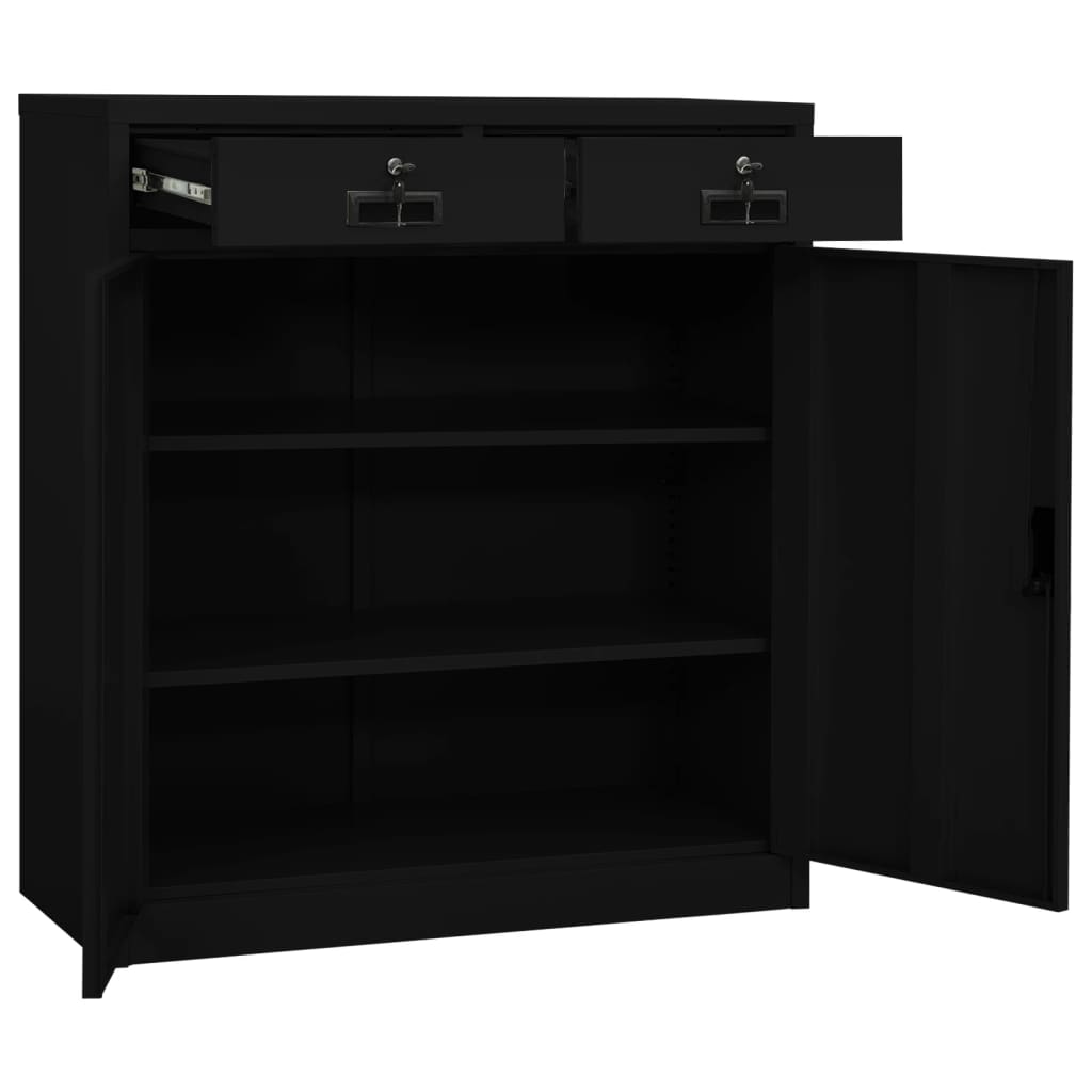 Uredski ormarić crni 90 x 40 x 102 cm čelični