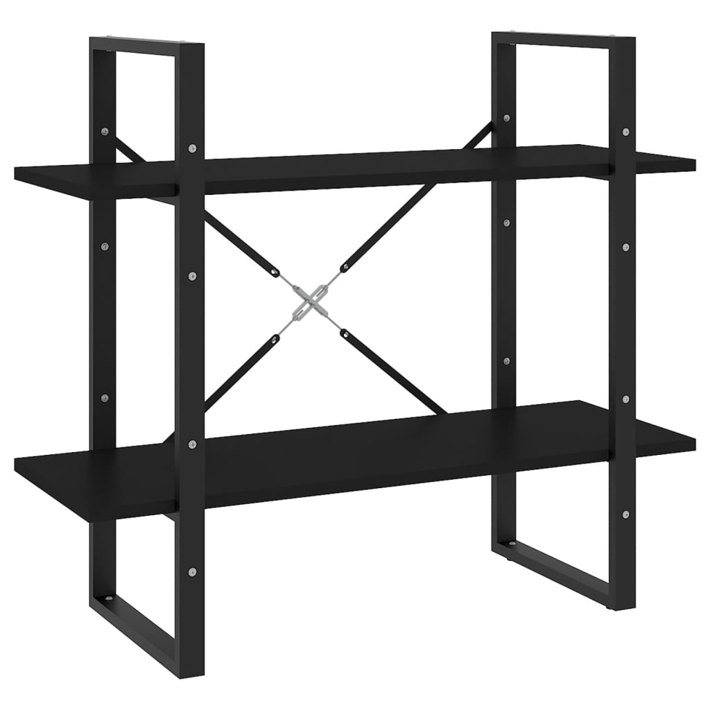Ormarić za knjige s 2 razine crni 80x30x70 cm konstruirano drvo
