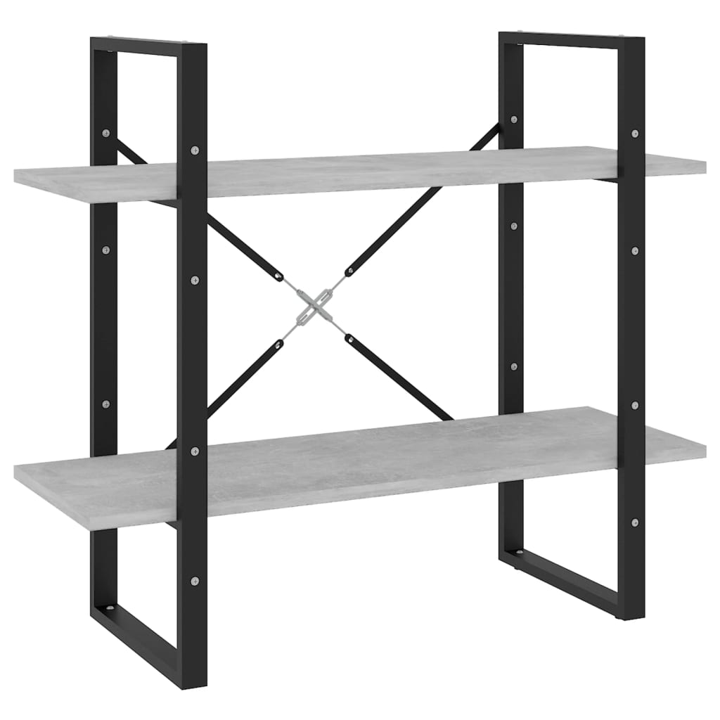 Ormarić za knjige s 2 razine boja betona 80 x 30 x 70 cm drveni